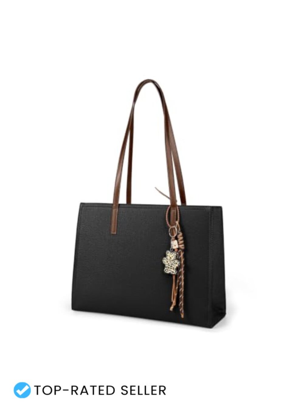 Large Faux Leather Tote Bag for Women Laptop Compartment Work Bag Purse